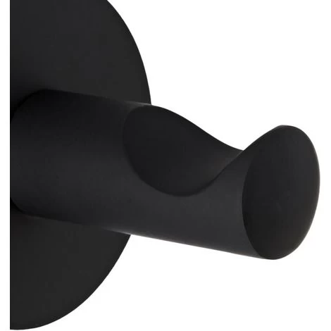 Milano Nero - Modern Round Wall Mounted Bathroom Single Robe Hook - Black 5 Milano Nero - Modern Round Wall Mounted Bathroom Single Robe Hook - Black - Image 3