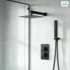 Black Matt Square Rainfall Shower Head With Hand Held Thermostatic Valve Temel -Comfort Bathroom Store 15560111 1