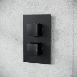 Black Matt Square Rainfall Shower Head With Hand Held Thermostatic Valve Temel -Comfort Bathroom Store 15560111 4