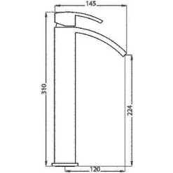 Arke Contemporary Tall Matte Black Design Countertop Basin Mono Mixer Tap + Waste -Comfort Bathroom Store 15572829 4