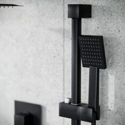 Matt Black Rainfall Shower Head With Hand Held And Thermostatic Valve Temel -Comfort Bathroom Store 15588749 4