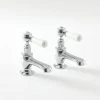 Milano Elizabeth - Traditional Bathroom Basin Pillar Taps - Chrome & White (Lever Handles) -Comfort Bathroom Store 15623792 1