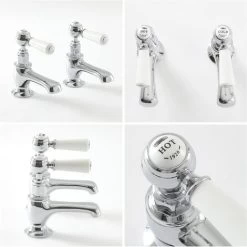 Milano Elizabeth - Traditional Bathroom Basin Pillar Taps - Chrome & White (Lever Handles) -Comfort Bathroom Store 15623792 4
