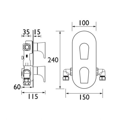 Bristan Hourglass Thermostatic Recessed Dual Control Shower Valve - Chrome 4 Bristan Hourglass Thermostatic Recessed Dual Control Shower Valve - Chrome - Image 2