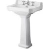 Hudson Reed Richmond Basin And Comfort Height Full Pedestal 600mm Wide - 3 Tap Hole -Comfort Bathroom Store 15722166 1