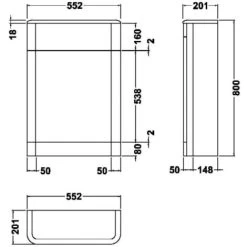 Hudson Reed Solar Back To Wall WC Unit 550mm Wide - Cool Grey -Comfort Bathroom Store 15722419 2