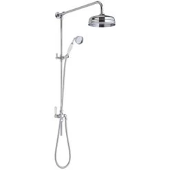 Hudson Reed Victorian Grand Shower Riser Kit With Diverter With Fixed Shower Head And Handset - Chrome
