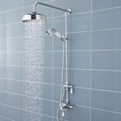 Hudson Reed Victorian Grand Shower Riser Kit With Diverter With Fixed Shower Head And Handset - Chrome -Comfort Bathroom Store 15722841 3