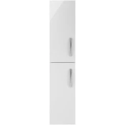 Nuie Athena Wall Hung 2-Door Tall Unit 300mm Wide - Gloss White -Comfort Bathroom Store 15723922 3