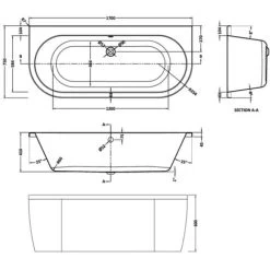 Nuie Shingle Double Ended Back To Wall Bath With Panel 1700mm X 750mm - White -Comfort Bathroom Store 15724076 2