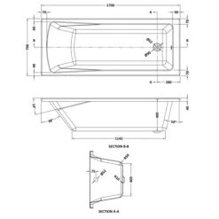 Nuie Linton Single Ended Rectangular Bath 1700mm X 700mm - Acrylic -Comfort Bathroom Store 15724086 2
