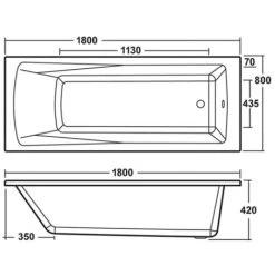 Nuie Linton Single Ended Rectangular Bath 1800mm X 800mm - Acrylic -Comfort Bathroom Store 15724088 3