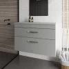 Nuie Athena Wall Hung 2-Drawer Vanity Unit And Worktop 800mm Wide - Gloss Grey Mist -Comfort Bathroom Store 15724962 1