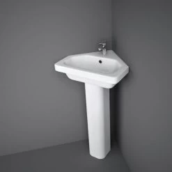RAK Resort Corner Basin And Full Pedestal 450mm Wide - 1 Tap Hole