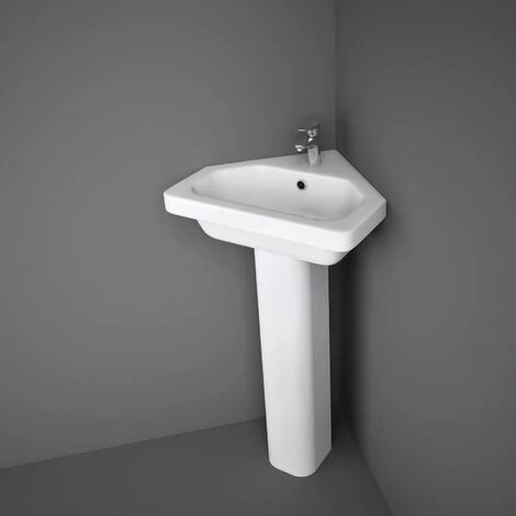 RAK Resort Corner Basin And Full Pedestal 450mm Wide - 1 Tap Hole 3 RAK Resort Corner Basin And Full Pedestal 450mm Wide - 1 Tap Hole