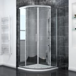 ELEGANT Quadrant Shower Enclosure 6mm Tempered Sliding Glass Cubicle Door 800 X 800 Mm With Tray