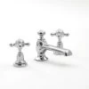 Milano Elizabeth - Traditional 3 Tap-Hole Basin Mixer Tap - Chrome & White (Crosshead Handles) -Comfort Bathroom Store 15732038 1
