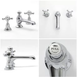Milano Elizabeth - Traditional 3 Tap-Hole Basin Mixer Tap - Chrome & White (Crosshead Handles) -Comfort Bathroom Store 15732038 4