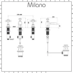 Milano Elizabeth - Traditional 3 Tap-Hole Basin Mixer Tap - Chrome & White (Crosshead Handles) -Comfort Bathroom Store 15732038 5