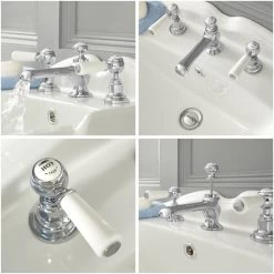 Milano Elizabeth - Traditional 3 Tap-Hole Basin Mixer Tap - Chrome & White (Lever Handles) -Comfort Bathroom Store 15732039 3