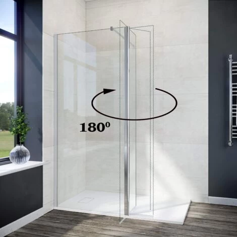 ELEGANT 700mm Walk In Shower Screen Glass Panel With 300mm Return Panel And 1200x900 Mm Shower Tray, 1900mm Height, 8mm Easy Clean Glass Wet Room Screen Panel Enclosure 4 ELEGANT 700mm Walk In Shower Screen Glass Panel With 300mm Return Panel And 1200x900 Mm Shower Tray, 1900mm Height, 8mm Easy Clean Glass Wet Room Screen Panel Enclosure - Image 2