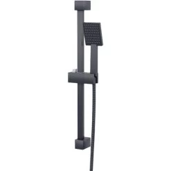 Square Shower Matte Black Handset And Hose With Slider Riser Rail Bracket -Comfort Bathroom Store 15793068 4