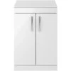 Nuie Athena Floor Standing 2-Door Vanity Unit And Worktop 600mm Wide - Gloss White -Comfort Bathroom Store 15811422 1