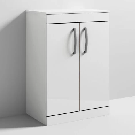 Nuie Athena Floor Standing 2-Door Vanity Unit And Worktop 600mm Wide - Gloss White 5 Nuie Athena Floor Standing 2-Door Vanity Unit And Worktop 600mm Wide - Gloss White - Image 3
