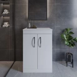 Nuie Athena Floor Standing 2-Door Vanity Unit And Worktop 600mm Wide - Gloss White 11 Nuie Athena Floor Standing 2-Door Vanity Unit And Worktop 600mm Wide - Gloss White -Comfort Bathroom Store 15811422 5