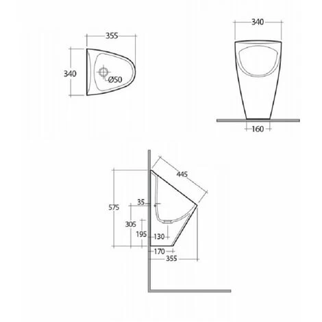 RAK Venice Waterless Urinal Bowl (including Fixing Brackets) 4 RAK Venice Waterless Urinal Bowl (including Fixing Brackets) - Image 2