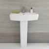 Milano Farington - Modern White Ceramic Bathroom Basin Sink With Full Pedestal And One Tap Hole - 600mm X 450mm -Comfort Bathroom Store 15876994 1