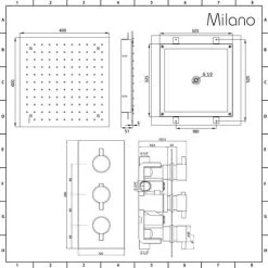 Milano Nero - Modern Black Concealed Triple Thermostatic Mixer Shower Valve With 400mm Square Ceiling Mounted Recessed Rainfall Shower Head And Hand Shower Handset Kit -Comfort Bathroom Store 15877032 4
