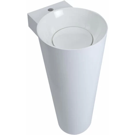 Milano Ballam - Modern White Bathroom Basin Sink With Full Pedestal And One Tap Hole - 398mm X 498mm 3 Milano Ballam - Modern White Bathroom Basin Sink With Full Pedestal And One Tap Hole - 398mm X 498mm