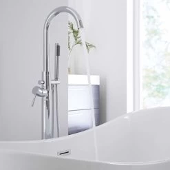 Milano Mirage - Modern Freestanding Bath Shower Mixer Tap With Hand Shower Handset - Chrome -Comfort Bathroom Store 15877079 4