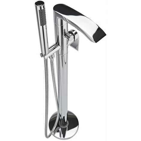 Milano Razor - Modern Freestanding Bath Shower Mixer Tap With Hand Shower Handset - Chrome 4 Milano Razor - Modern Freestanding Bath Shower Mixer Tap With Hand Shower Handset - Chrome - Image 2
