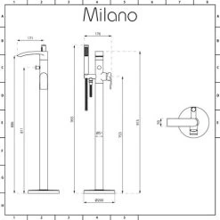 Milano Razor - Modern Freestanding Bath Shower Mixer Tap With Hand Shower Handset - Chrome 11 Milano Razor - Modern Freestanding Bath Shower Mixer Tap With Hand Shower Handset - Chrome -Comfort Bathroom Store 15877082 5
