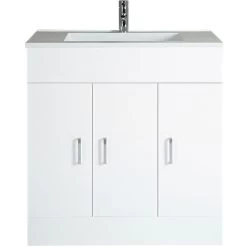 Milano Ren - Modern White Bathroom Vanity Unit With Basin - 800mm