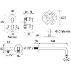 Bristan Alp Dual Concealed Mixer Shower With Shower Kit And Fixed Head -Comfort Bathroom Store 15964886 2
