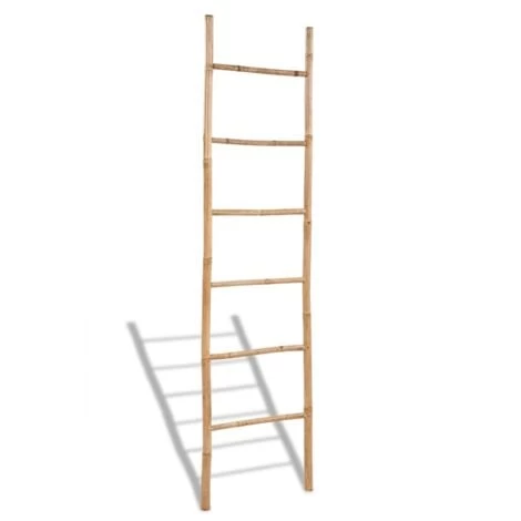 Bamboo Towel Ladder With 6 Rungs VidaXL 3 Bamboo Towel Ladder With 6 Rungs VidaXL