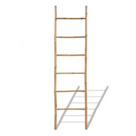 Bamboo Towel Ladder With 6 Rungs VidaXL 4 Bamboo Towel Ladder With 6 Rungs VidaXL - Image 2