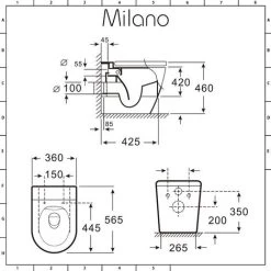 Milano Rivington - White Ceramic Modern Back To Wall Toilet Pan WC And Soft Close Seat -Comfort Bathroom Store 16063135 5