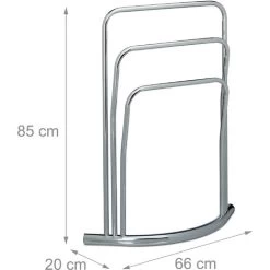 Relaxdays CURVY Towel Rack With 3 Towel Rails, Size: 85 X 66 X 20 Cm Free-Standing Towel Rack Towel Holder Made Of Metal In Stainless Steel Look As Bathroom Stand, Silver -Comfort Bathroom Store 16077723 4