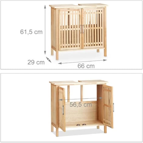 Relaxdays Under-Sink Cabinet Free Standing, Small Walnut Cupboard, Bathroom Wash Basin With Siphon Cut-Out, Natural 6 Relaxdays Under-Sink Cabinet Free Standing, Small Walnut Cupboard, Bathroom Wash Basin With Siphon Cut-Out, Natural - Image 4