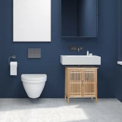 Relaxdays Under-Sink Cabinet Free Standing, Small Walnut Cupboard, Bathroom Wash Basin With Siphon Cut-Out, Natural 11 Relaxdays Under-Sink Cabinet Free Standing, Small Walnut Cupboard, Bathroom Wash Basin With Siphon Cut-Out, Natural -Comfort Bathroom Store 16118134 5