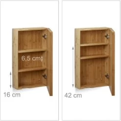 Relaxdays Bathroom Bamboo Mirror Cabinet, 1 Door Hanging Cupboard With Mirror, Assembled Wall-Mounted Cabinet, Natural -Comfort Bathroom Store 16118478 5