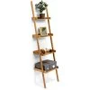 Relaxdays Wooden Shelf Bamboo Bookcase 4 Shelves 176 x 44 x 37 cm Bathroom Shelf With 4 Tiers Living Room Office Bookshelf Wall Leaning Shelving Unit, Natural -Comfort Bathroom Store 16120163 1