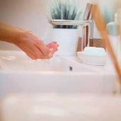 Relaxdays Bathroom Basin Floor Cabinet With Bamboo Frame, Adjustable Shelf, Siphon Cut-Out, HxWxD: 60 X 60 X 29 Cm, Grey -Comfort Bathroom Store 16121784 5