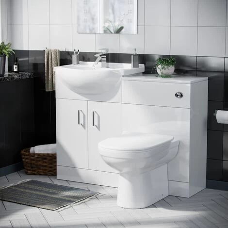 Ellen 550mm Flat Pack Vanity Basin Unit, WC Unit, Cistern & Elso Back To Wall Toilet White 3 Ellen 550mm Flat Pack Vanity Basin Unit, WC Unit, Cistern & Elso Back To Wall Toilet White
