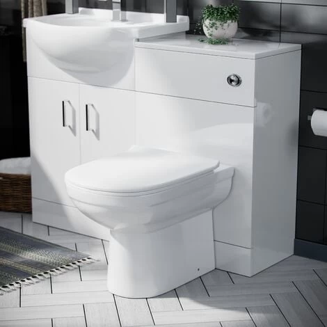 Ellen 550mm Flat Pack Vanity Basin Unit, WC Unit, Cistern & Elso Back To Wall Toilet White 4 Ellen 550mm Flat Pack Vanity Basin Unit, WC Unit, Cistern & Elso Back To Wall Toilet White - Image 2