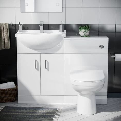 Ellen 550mm Flat Pack Vanity Basin Unit, WC Unit, Cistern & Elso Back To Wall Toilet White 5 Ellen 550mm Flat Pack Vanity Basin Unit, WC Unit, Cistern & Elso Back To Wall Toilet White - Image 3
